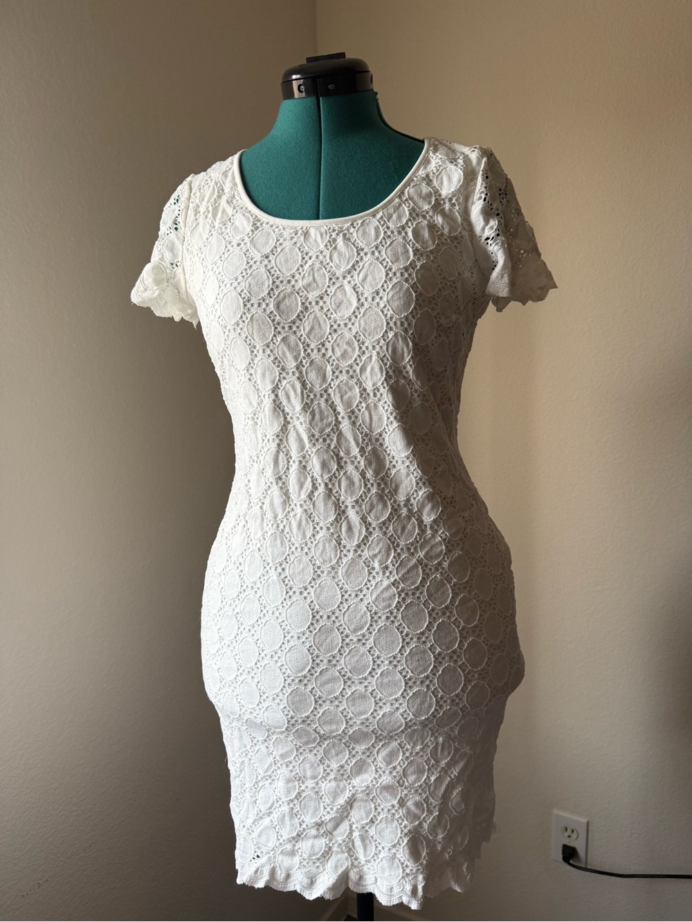 Ronni Nicole Cream Lace Short Sleeve Dress